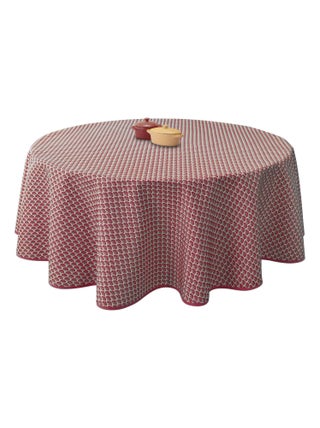 Nappe Anti-taches Paon bordeaux - Ronde 160 cm