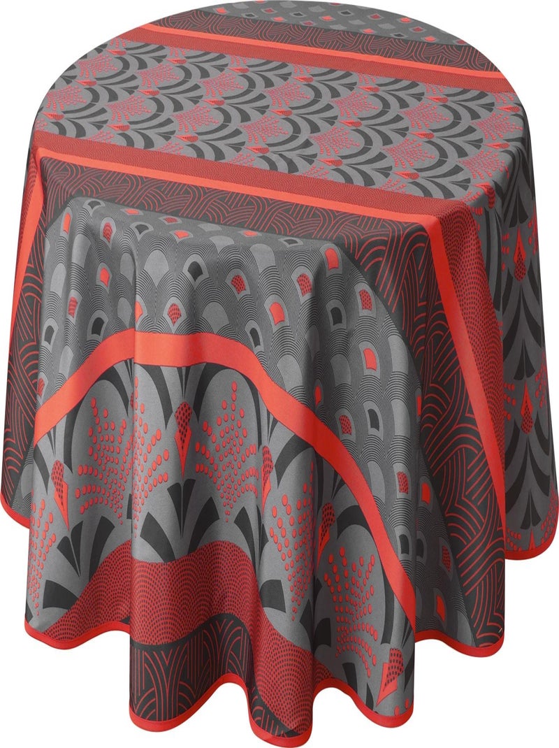 Nappe Anti-taches Phenix rouge - Ovale 150 x 240 cm Gris Rouge Noir - Kiabi