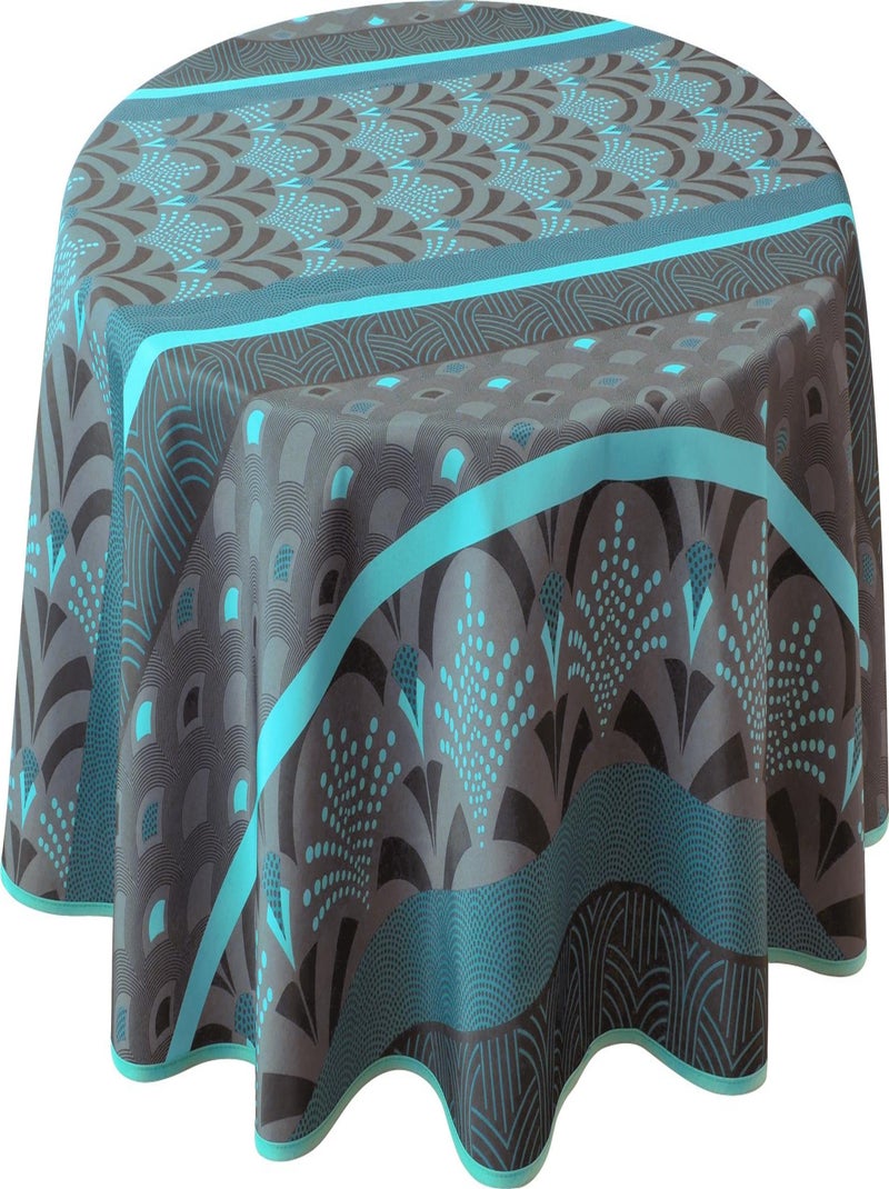 Nappe Anti-taches Phenix turquoise - Ronde 160 cm Bleu Noir Gris - Kiabi