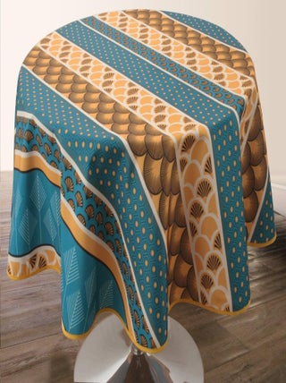 Nappe Anti-taches Plume doré - Ronde 160 cm