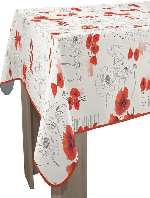 Nappe Anti-taches Poppies Rouge - Rectangle 150 x 240 cm - Kiabi
