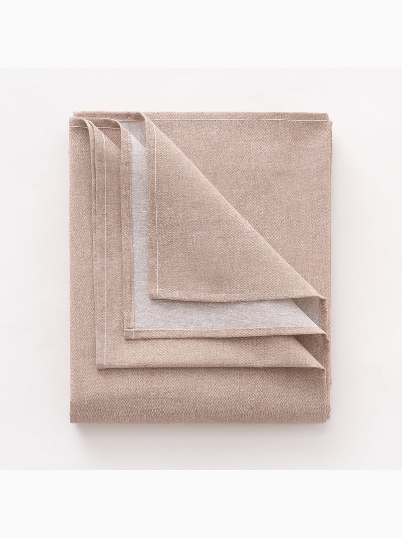 Nappe anti-taches ronde en coton, uni, tissu chiné. Tombé naturel, effet tissu - Gamusi. Beige - Kiabi