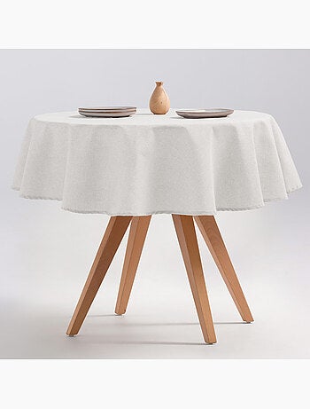 Nappe anti-taches ronde en coton, uni, tissu chiné. Tombé naturel, effet tissu - Gamusi.