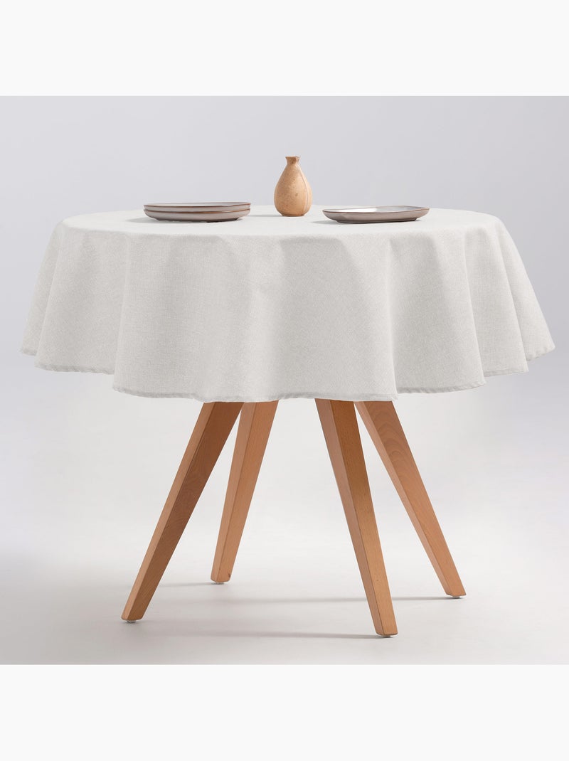 Nappe anti-taches ronde en coton, uni, tissu chiné. Tombé naturel, effet tissu - Gamusi. Gris clair - Kiabi