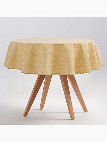 Nappe anti-taches ronde en coton, uni, tissu chiné. Tombé naturel, effet tissu - Gamusi.