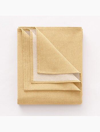 Nappe anti-taches ronde en coton, uni, tissu chiné. Tombé naturel, effet tissu - Gamusi.