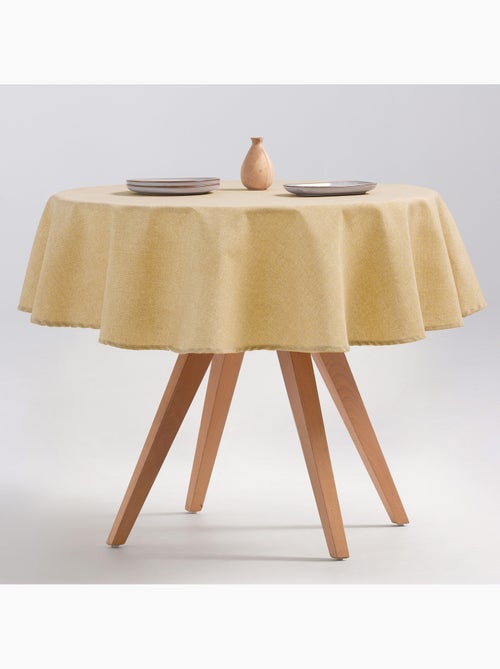 Nappe anti-taches ronde en coton, uni, tissu chiné. Tombé naturel, effet tissu - Gamusi. - Kiabi