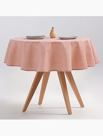 Nappe anti-taches ronde en coton, uni, tissu chiné. Tombé naturel, effet tissu - Gamusi.