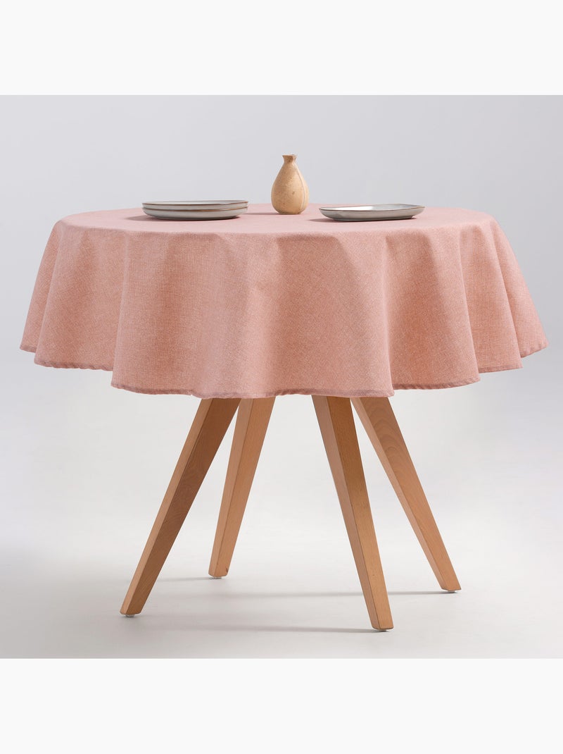 Nappe anti-taches ronde en coton, uni, tissu chiné. Tombé naturel, effet tissu - Gamusi. Saumon - Kiabi