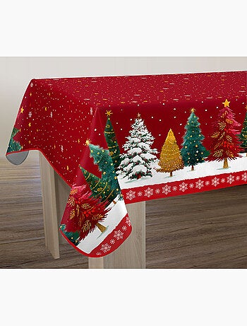Nappe anti-taches sapin de noël rouge