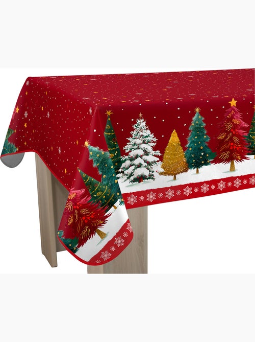 Nappe anti-taches sapin de noël rouge - Kiabi