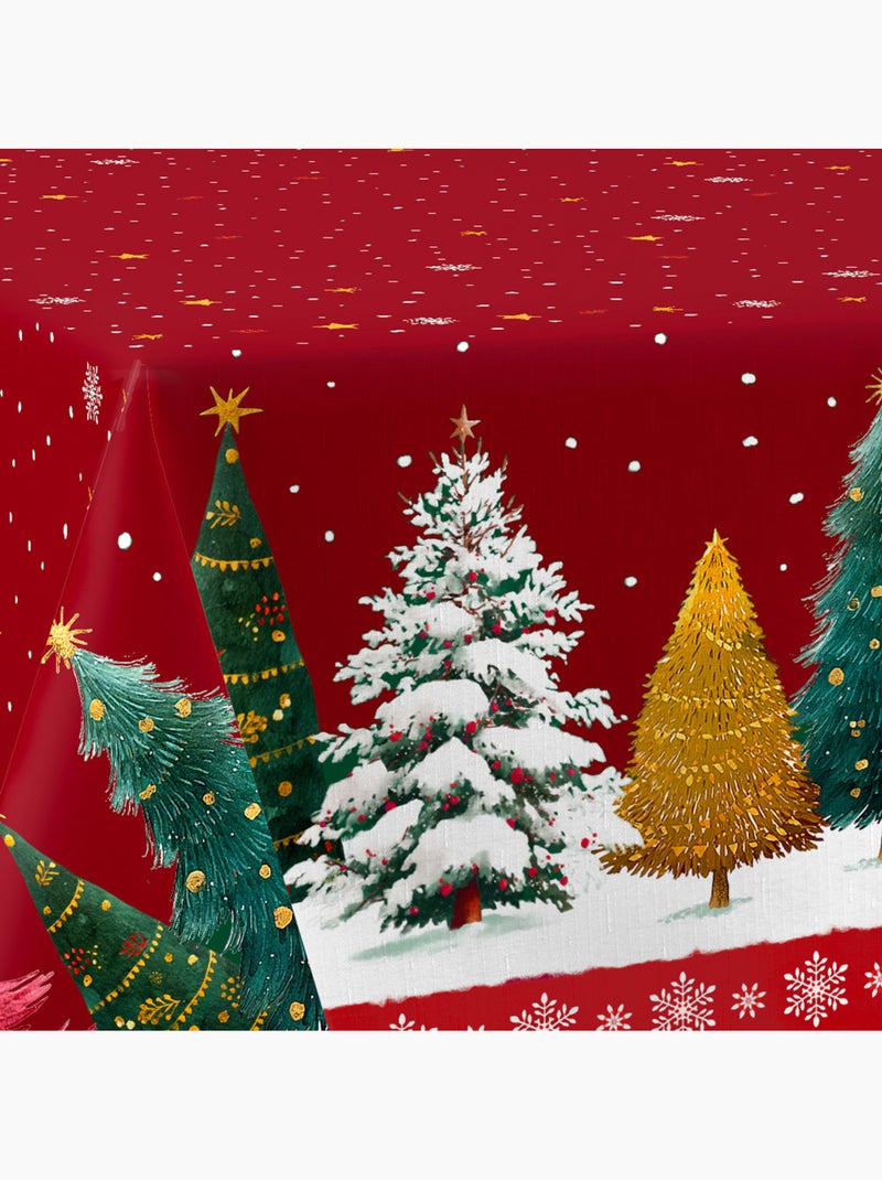 Nappe anti-taches sapin de noël rouge Rouge bordeaux - Kiabi