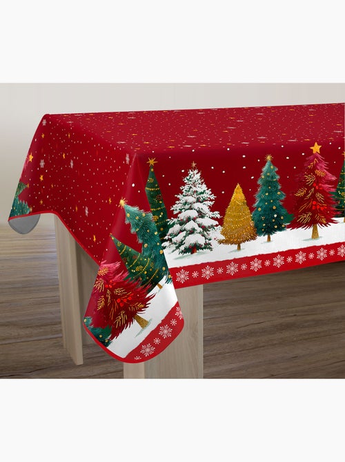 Nappe anti-taches sapin de noël rouge - Kiabi