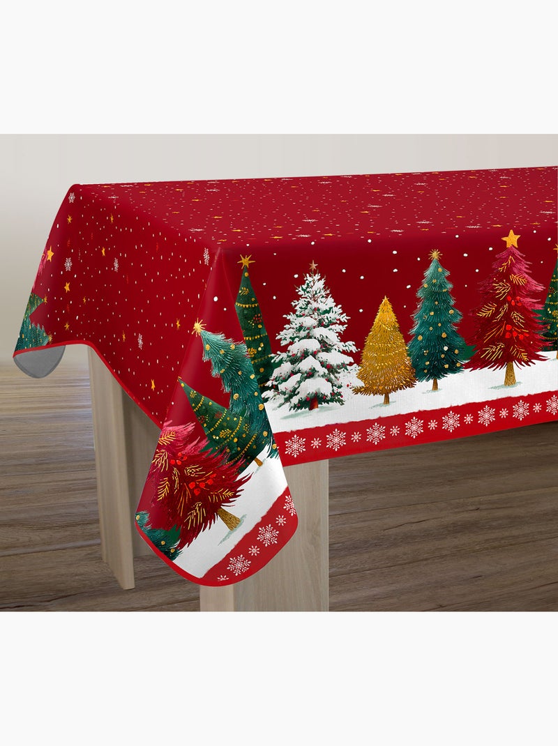 Nappe anti-taches sapin de noël rouge Rouge bordeaux - Kiabi