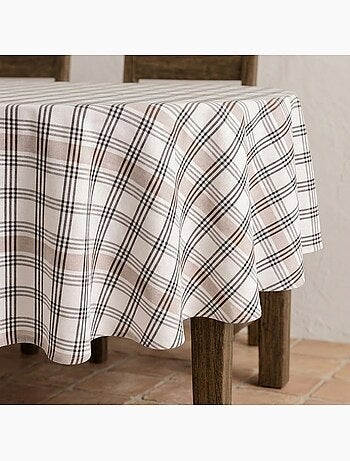 Nappe antitache à carreaux et rayures multiples combinés, toucher et tombé naturels - Gamusi.