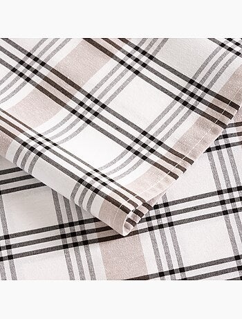 Nappe antitache à carreaux et rayures multiples combinés, toucher et tombé naturels - Gamusi.