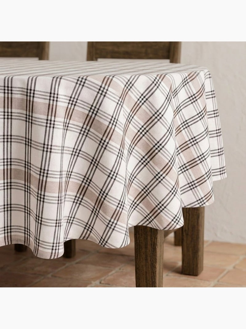 Nappe antitache à carreaux et rayures multiples combinés, toucher et tombé naturels - Gamusi. Noir Beige - Kiabi