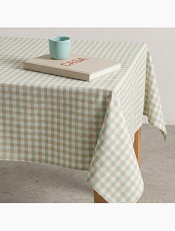Nappe antitache à carreaux vichy. Coton tissé, toucher naturel - Gamusi.