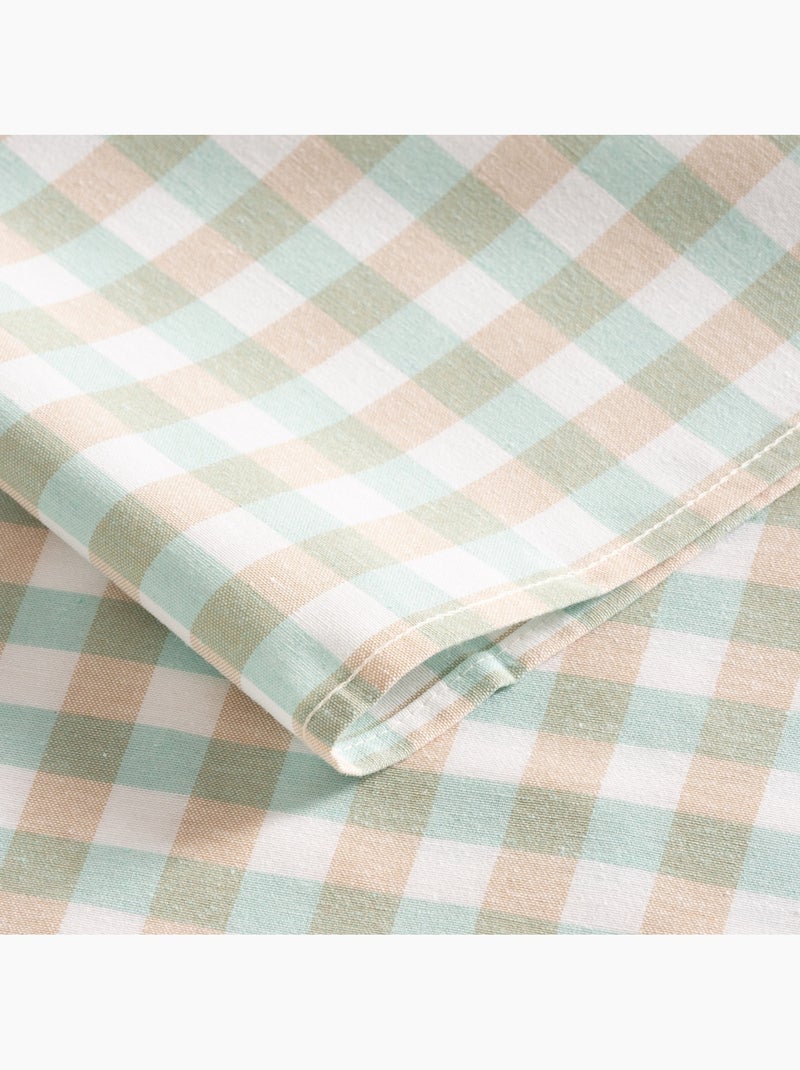 Nappe antitache à carreaux vichy. Coton tissé, toucher naturel - Gamusi. Bleu turquoise - Kiabi