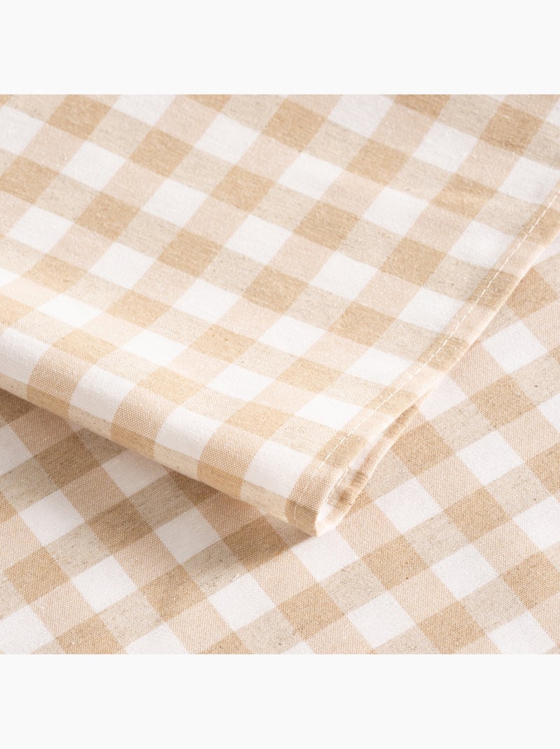 Nappe antitache à carreaux vichy. Coton tissé, toucher naturel - Gamusi. Ecru - Kiabi