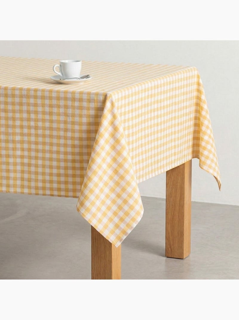Nappe antitache à carreaux vichy. Coton tissé, toucher naturel - Gamusi. Jaune - Kiabi