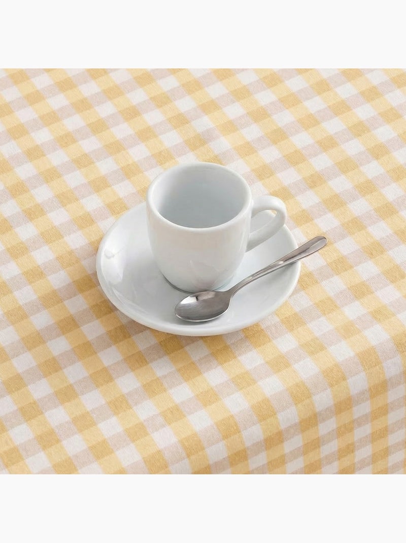 Nappe antitache à carreaux vichy. Coton tissé, toucher naturel - Gamusi. Jaune - Kiabi