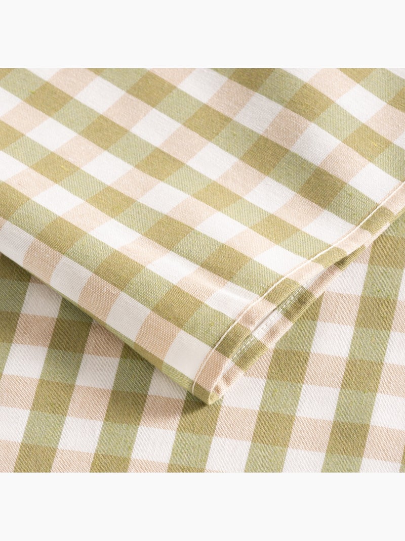 Nappe antitache à carreaux vichy. Coton tissé, toucher naturel - Gamusi. Vert clair - Kiabi