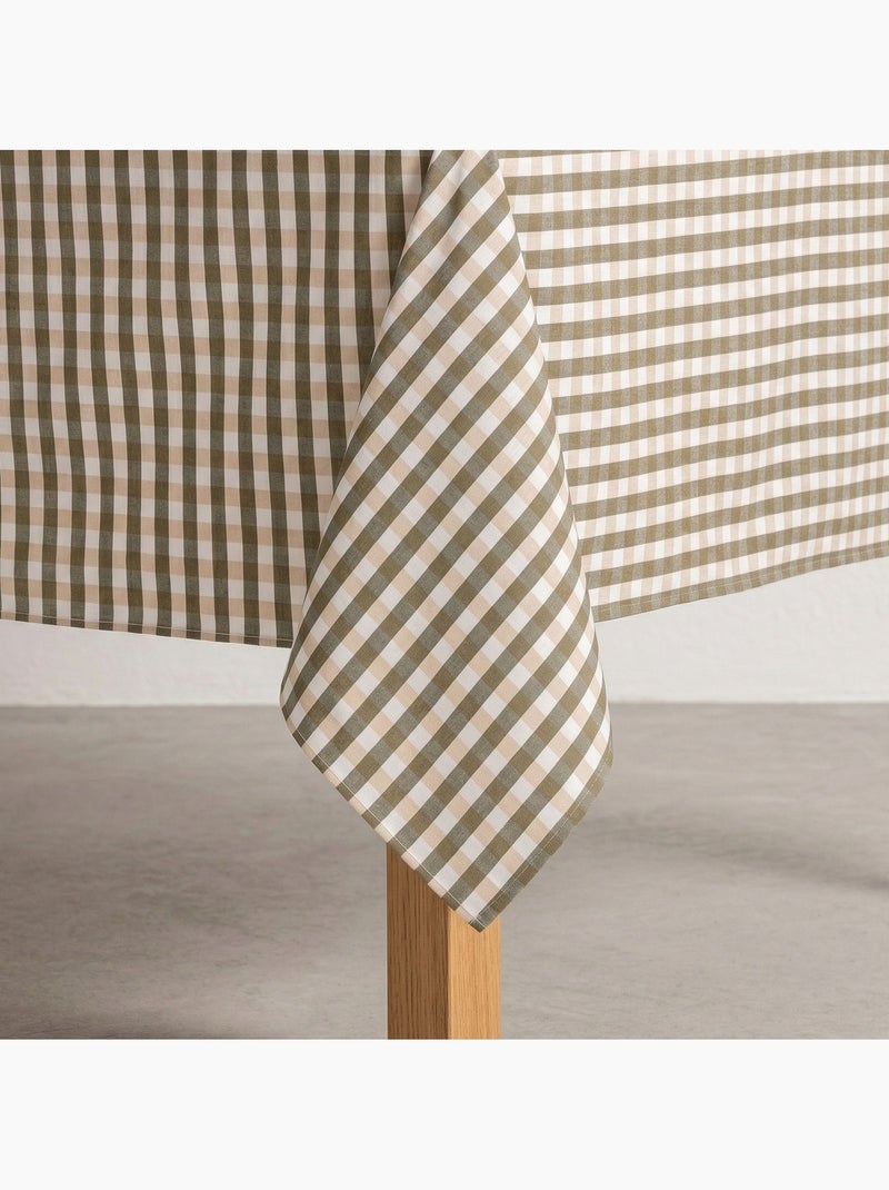 Nappe antitache à carreaux vichy. Coton tissé, toucher naturel - Gamusi. Vert foncé - Kiabi