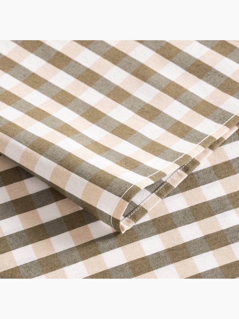 Nappe antitache à carreaux vichy. Coton tissé, toucher naturel - Gamusi. Vert foncé - Kiabi