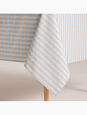 Nappe antitache à carreaux vichy. Mélange de coton et lin tissé, toucher naturel - Gamusi.