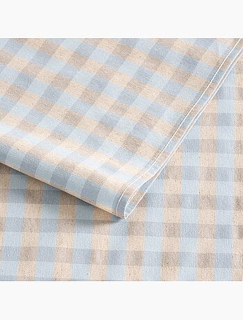 Nappe antitache à carreaux vichy. Mélange de coton et lin tissé, toucher naturel - Gamusi.