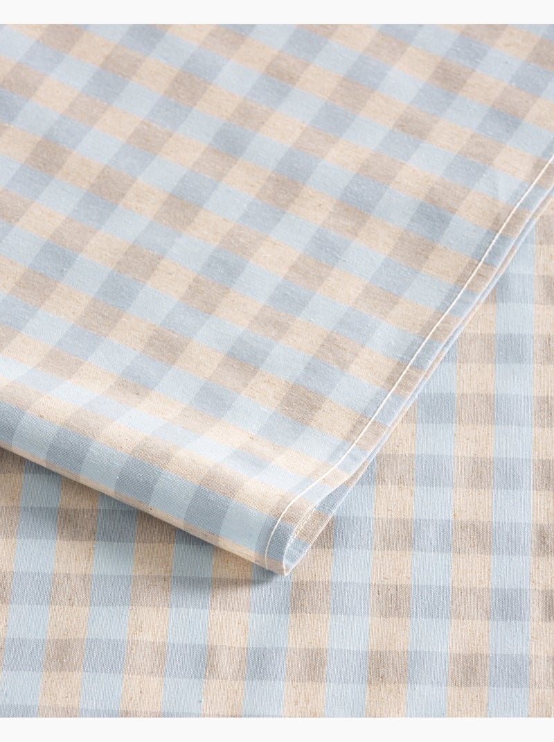 Nappe antitache à carreaux vichy. Mélange de coton et lin tissé, toucher naturel - Gamusi. Bleu azur - Kiabi