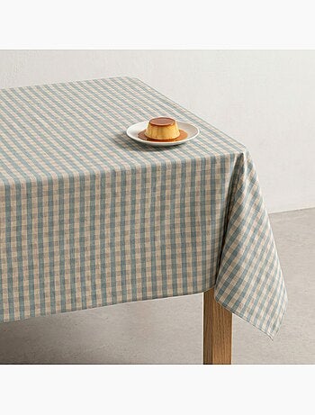 Nappe antitache à carreaux vichy. Mélange de coton et lin tissé, toucher naturel - Gamusi.