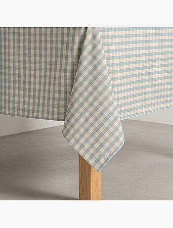 Nappe antitache à carreaux vichy. Mélange de coton et lin tissé, toucher naturel - Gamusi.