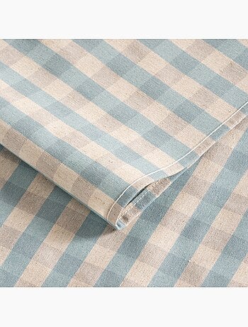Nappe antitache à carreaux vichy. Mélange de coton et lin tissé, toucher naturel - Gamusi.