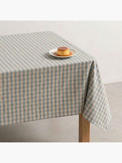 Nappe antitache à carreaux vichy. Mélange de coton et lin tissé, toucher naturel - Gamusi. - Kiabi