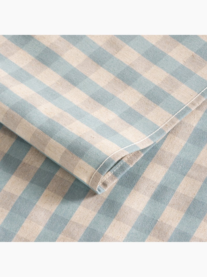 Nappe antitache à carreaux vichy. Mélange de coton et lin tissé, toucher naturel - Gamusi. Bleu - Kiabi