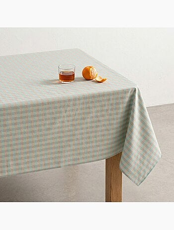Nappe antitache à carreaux vichy. Mélange de coton et lin tissé, toucher naturel - Gamusi.