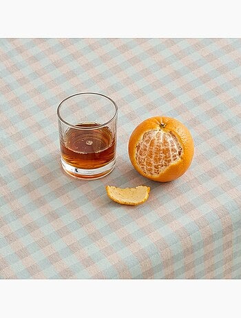 Nappe antitache à carreaux vichy. Mélange de coton et lin tissé, toucher naturel - Gamusi.