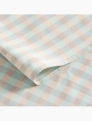 Nappe antitache à carreaux vichy. Mélange de coton et lin tissé, toucher naturel - Gamusi.