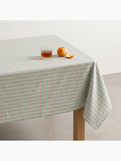 Nappe antitache à carreaux vichy. Mélange de coton et lin tissé, toucher naturel - Gamusi. - Kiabi