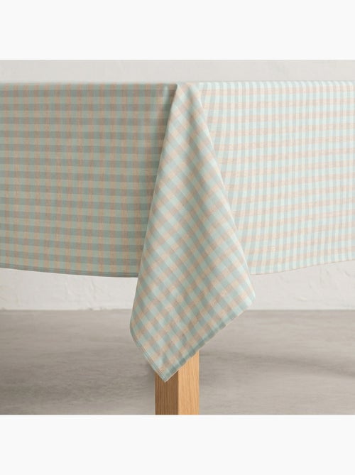 Nappe antitache à carreaux vichy. Mélange de coton et lin tissé, toucher naturel - Gamusi. - Kiabi