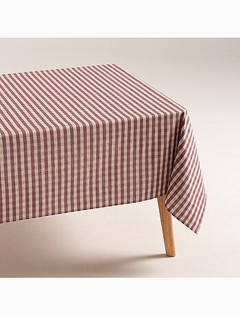 Nappe antitache à carreaux vichy. Mélange de coton et lin tissé, toucher naturel - Gamusi.