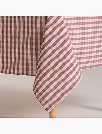 Nappe antitache à carreaux vichy. Mélange de coton et lin tissé, toucher naturel - Gamusi.