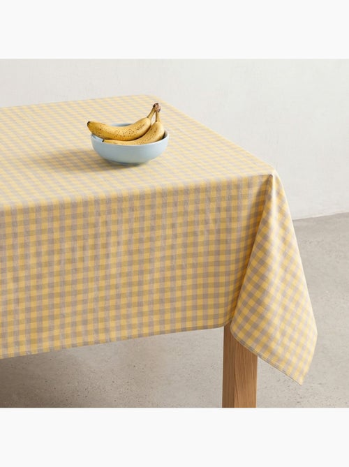 Nappe antitache à carreaux vichy. Mélange de coton et lin tissé, toucher naturel - Gamusi. - Kiabi