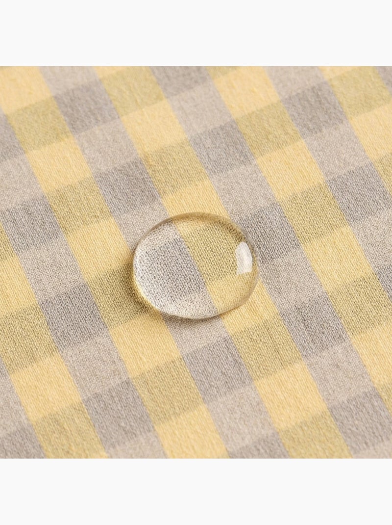 Nappe antitache à carreaux vichy. Mélange de coton et lin tissé, toucher naturel - Gamusi. Jaune - Kiabi