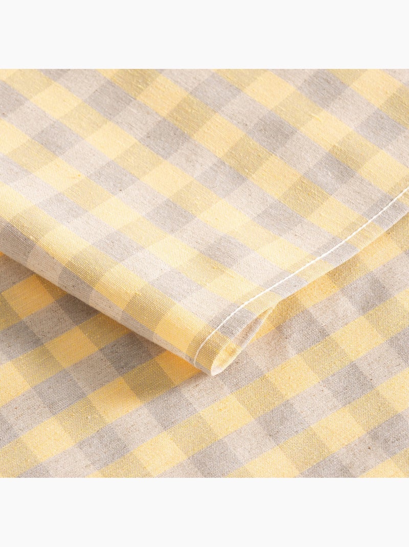 Nappe antitache à carreaux vichy. Mélange de coton et lin tissé, toucher naturel - Gamusi. Jaune - Kiabi