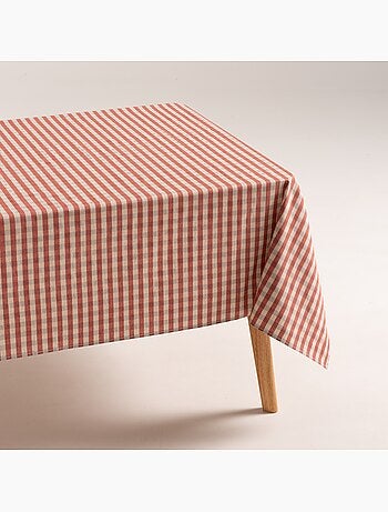 Nappe antitache à carreaux vichy. Mélange de coton et lin tissé, toucher naturel - Gamusi.