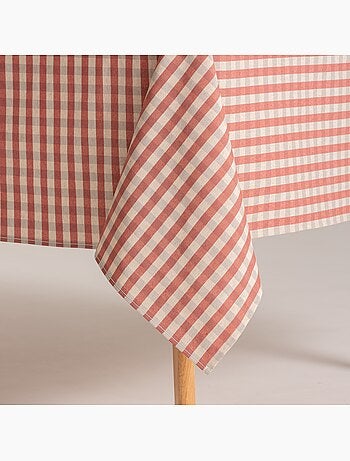 Nappe antitache à carreaux vichy. Mélange de coton et lin tissé, toucher naturel - Gamusi.