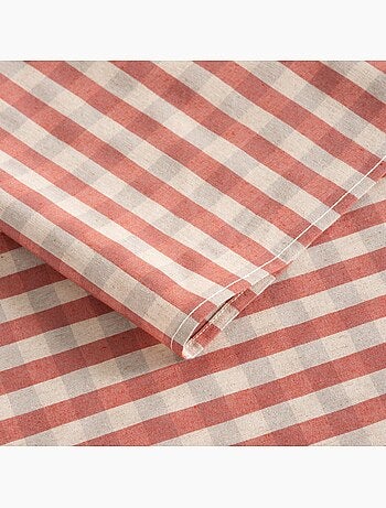 Nappe antitache à carreaux vichy. Mélange de coton et lin tissé, toucher naturel - Gamusi.